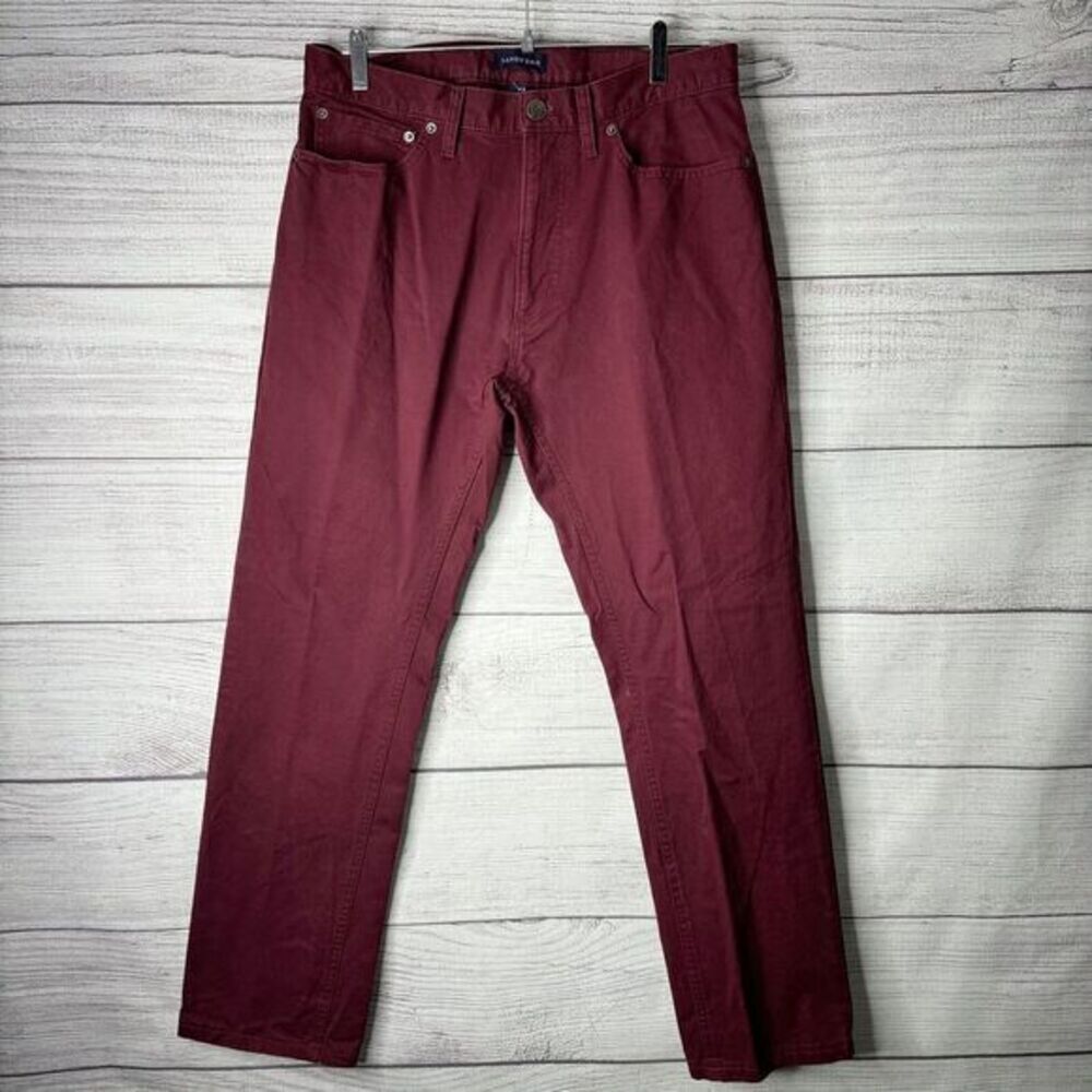 Lands End Men's Comfort Straight Fit Chino Pants Deep‎ Claret Burgundy 33x31